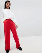 Selected Femme Wide Leg Pant - Red