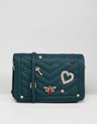 Dune Devania Black/ Teal Embellished Cross Body Bag - Green