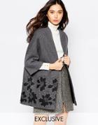 Helene Berman Floral Embroidered Kimono Coat