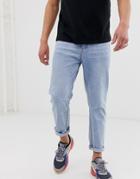 Religion Cropped Tapered Fit Jean In Rigid Denim - Blue
