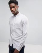 Asos Regular Fit Textured Linen Shirt In Gray - Gray