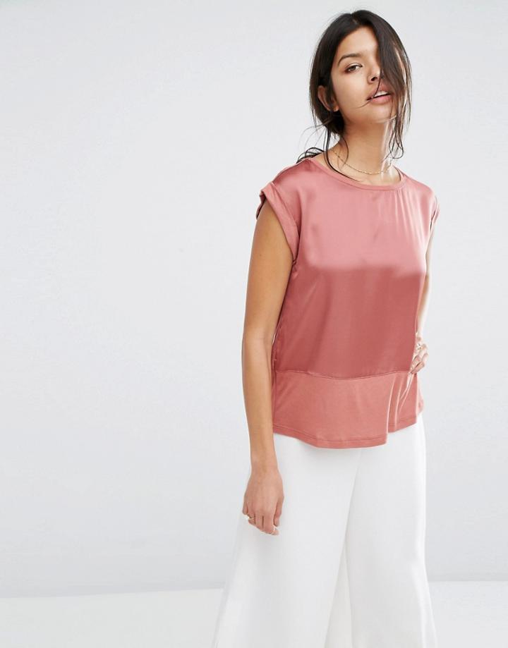 Mango Satin Front Relaxed Tee - Copper