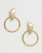 Designb London Hammered Gold Oversized Hoop Earrings