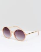 Missguided Round Frame Sunglasses In Pink - Pink