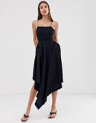 Asos White Cross Back Square Neck Midi Dress-pink
