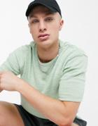 Asos Design Knitted Slub Linen T-shirt In Mint-green