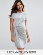 Asos Maternity Petite T-shirt Dress With Gathered Front - Gray