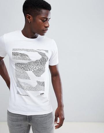 Selected Homme T-shirt With Graphic Made In Africa From Organic Cotton - White