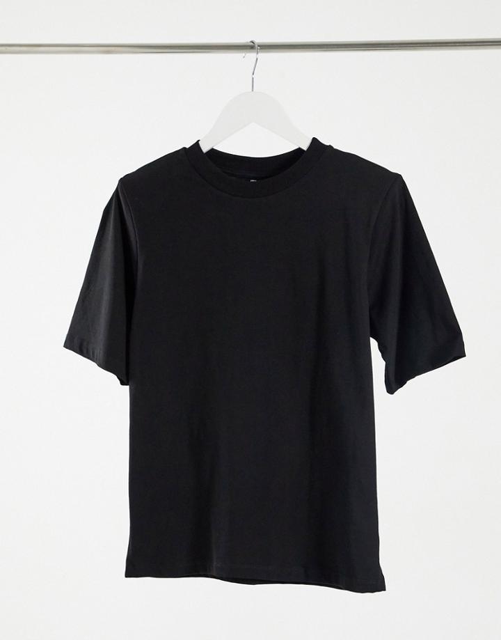 Asos Design T-shirt With Padded Shoulders In Black