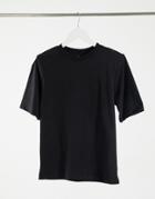 Asos Design T-shirt With Padded Shoulders In Black