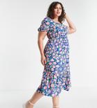 Yours Midi Dress In Blue Floral