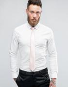 Asos Wedding Skinny Shirt In White With Pink Tie Save - White
