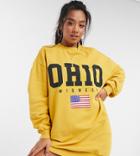 Asos Design Petite Oversized Sweatshirt With Ohio Logo In Mustard-yellow