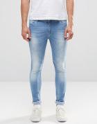 Asos Super Skinny Jeans In Light Blue Wash - Blue