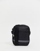 Tommy Hilfiger Faux Leather Mini Crossbody Bag With Gray Logo Stripe In Black - Black