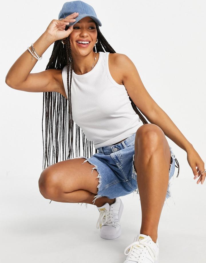 Pieces Racer Tank In White