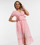 Influence Petite Ruffle Front Midi Dress In Floral Print-pink