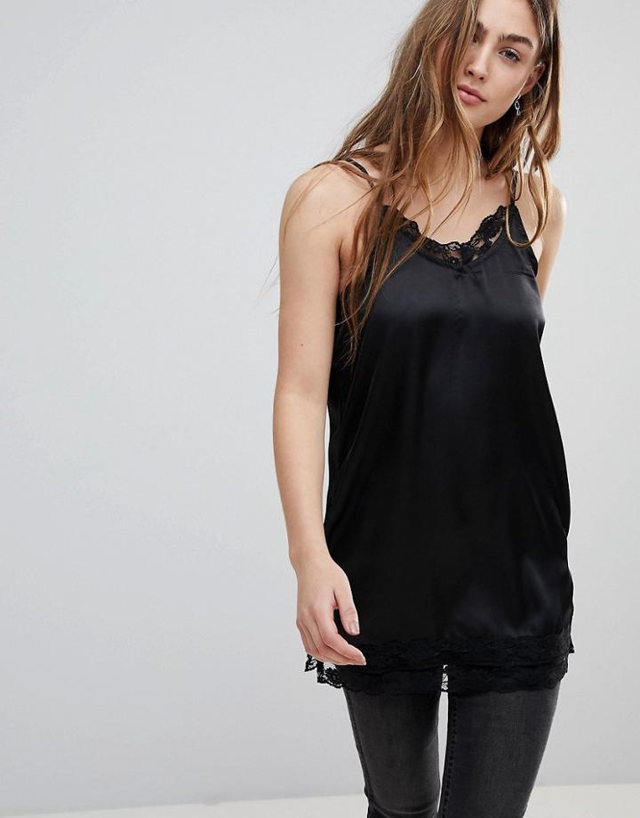 Blend She Hanna Lace Trim Cami - Black
