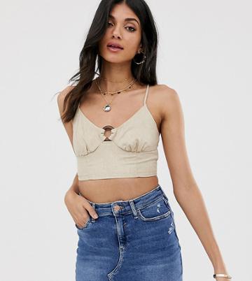 Fashion Union Tall Cami Bralette With Ring Detail-beige