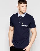 Lyle & Scott Fabric Mix Collar Polo Shirt - Navy