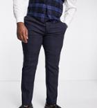 Twisted Tailor Anderson Plus Skinny Suit Pants In Navy Plaid