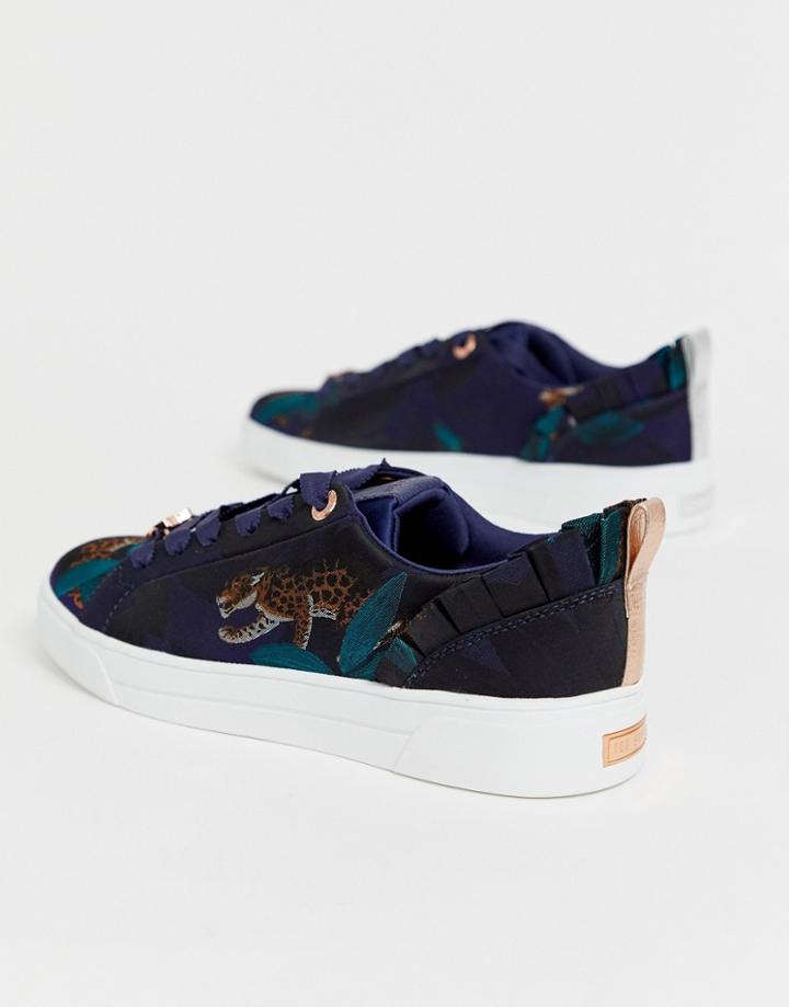 Ted Baker Blue Satin Houdini Jacquard Sneakers - Blue