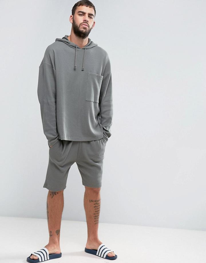 Asos Skinny Shorts In Waffle - Green