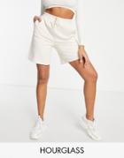 Asos Design Hourglass Exclusive Longer Length Sweat Short In Stone-neutral