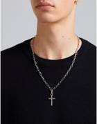 Bershka Double Layer Cross Necklace In Silver