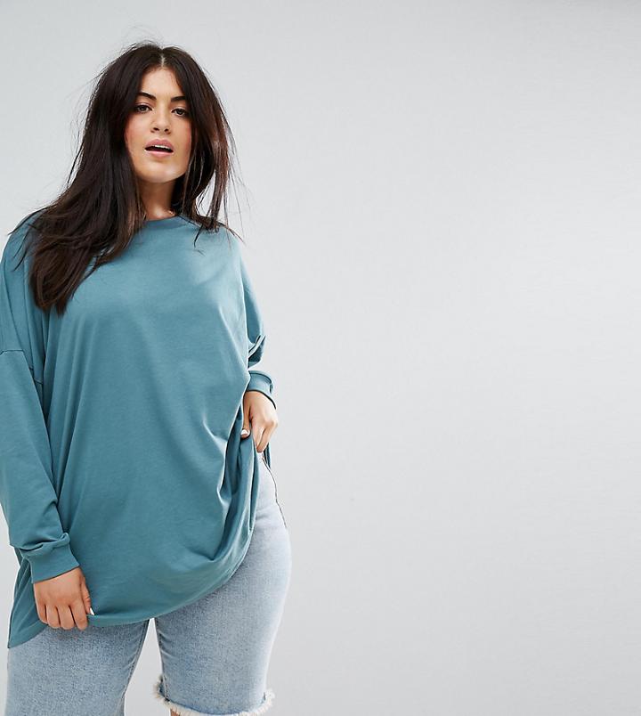 Asos Curve Super Oversized Lightweight Sweat - Blue