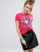 Love Moschino Cirle Logo Heart T-shirt - Pink