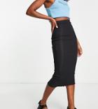 Collusion Ribbed Midi Skirt In Black