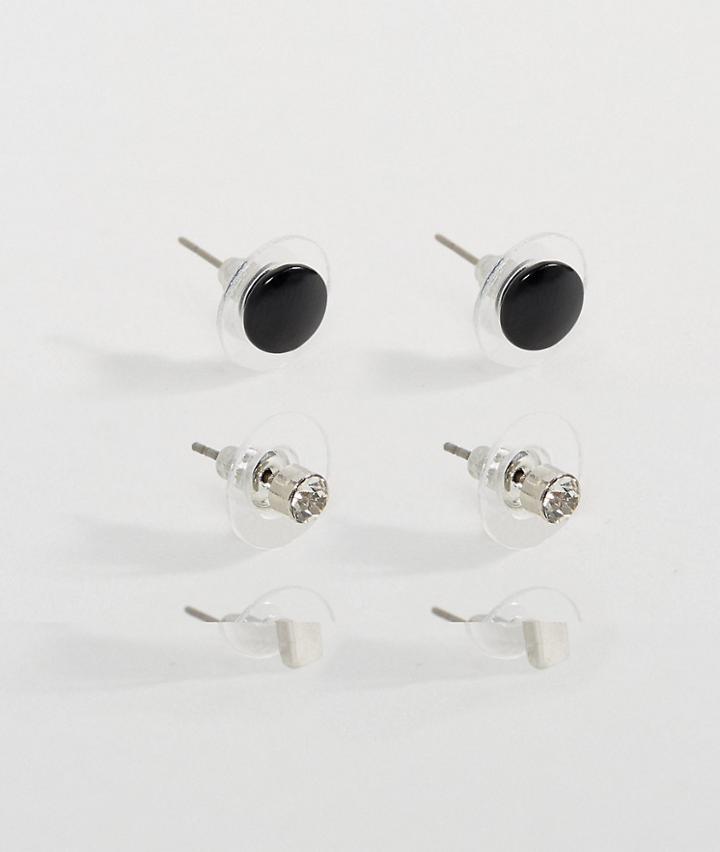 Designb Plug & Bar Earrings In 3 Pack Exclusive To Asos - Multi
