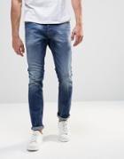 Diesel Jeans Tepphar 848c Skinny Fit Stretch Mid Wash - Mid Wash