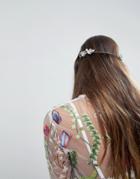 Asos Leaf And Floral Side Back Headband - Silver