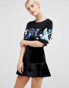 Lost Ink T-shirt With Large Disc Sequin Panel - Black