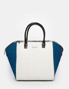 Pauls Boutique Color Block Bag In Faux Snake - White