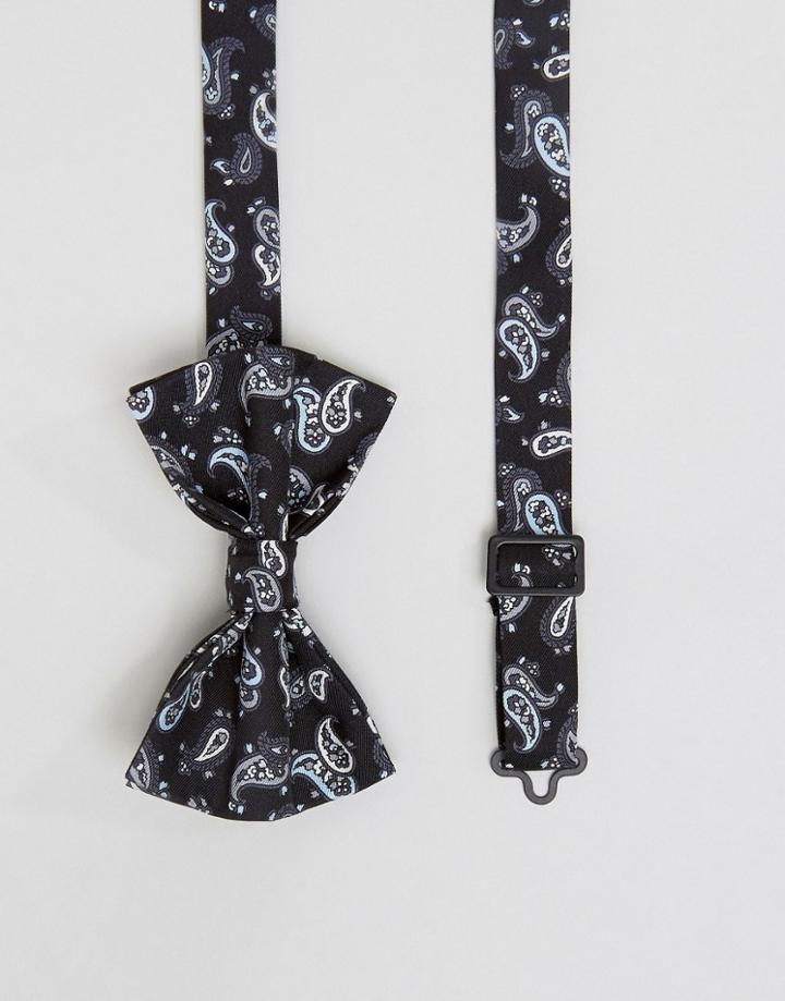 Asos Paisley Bow Tie In Black - Black
