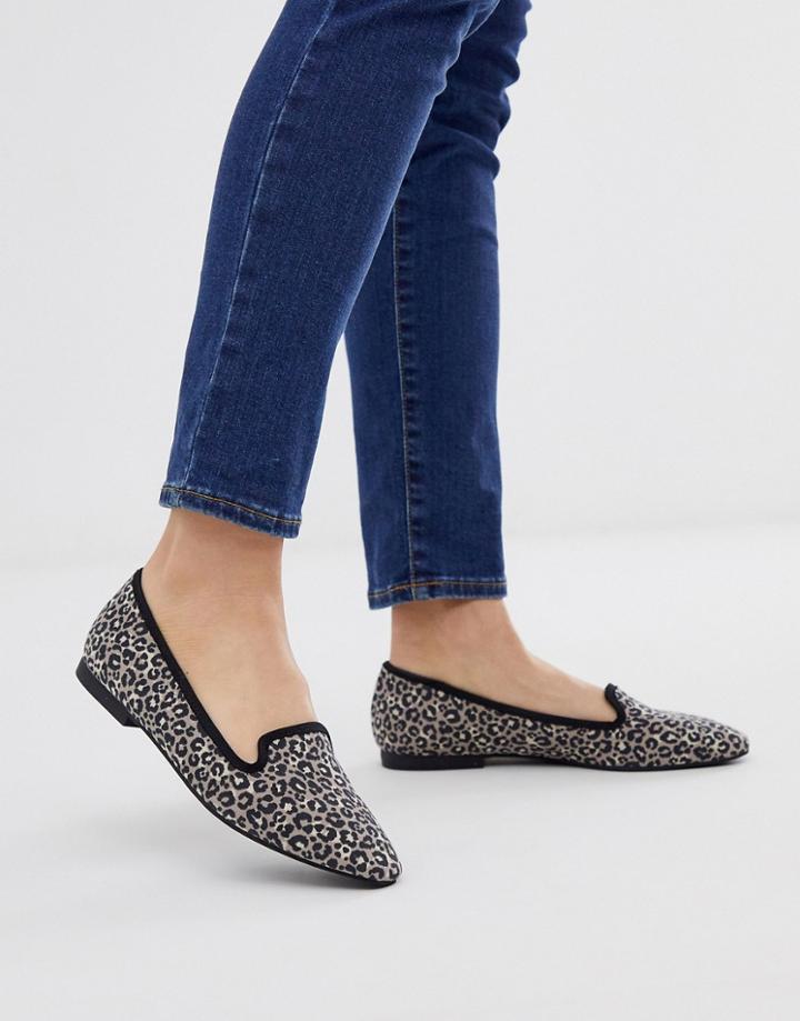 Asos Design Lychee Ballet Flat In Leopard-multi