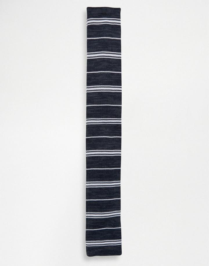Selected Homme Knitted Tie Stripe - Navy