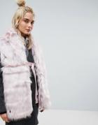 Urbancode Faux Fur Pink Scarf With Ring Fastening - Pink