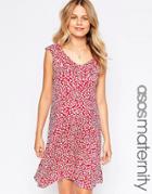 Asos Maternity Ruffle Skater Dress In Animal Print - Multi