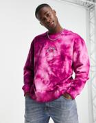 Topman Oversized Good Vibes Tie Dye Sweatshirt In Pink-purple