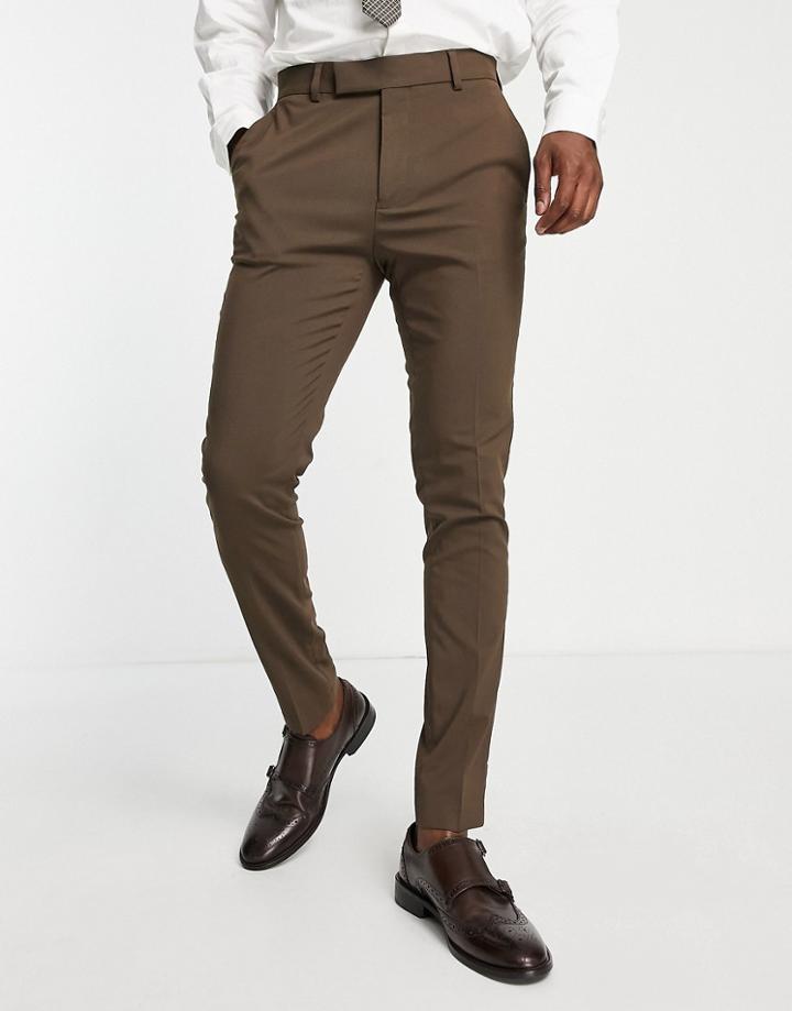 Asos Design Skinny Suit Pants In Chocolate Brown