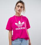 Adidas Originals Trefoil Logo T-shirt In Pink - Pink
