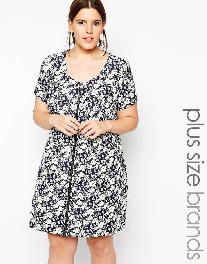 Carmakoma Nautical Flower Zip Skater Dress - Navy