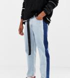 Collusion X004 Skater Jean With Contrast Side Stripe In Bleach Wash - Blue