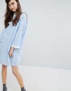 Sister Jane Mini Dress In Gingham With Collar - Blue