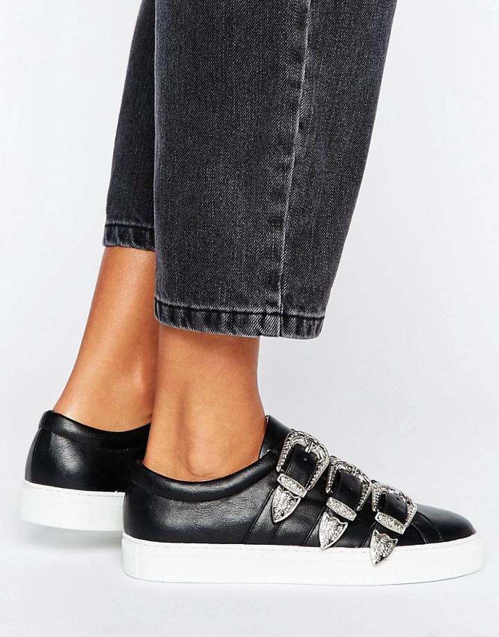 Asos Desert Island Western Buckle Sneakers - Black