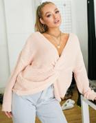 Parisian Knot Front Sweater In Pink